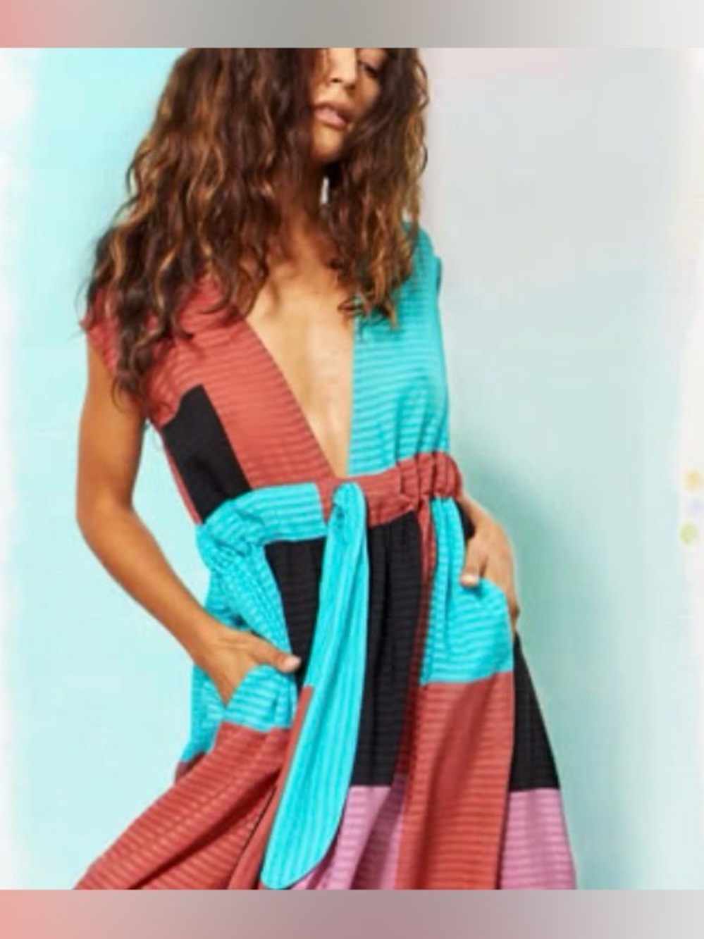 Mara Hoffman Blanche Colorblock Dress/Swim Cover Up